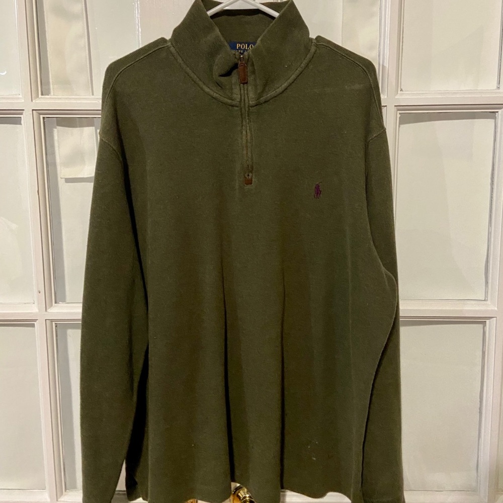 Mens Ralph Lauren Polo Quarter Zip Sweater (Green)